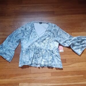 Arula Peplum Paisley Boho Blouse (NWT)